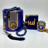 Velvet Mini Quran with Pearl Digital Tasbeeh and 99 beads tasbeeh in Decorative Cylinder Gift Box | Perfect Islamic Gift for Eid, Weddings, Engagements & Special Occasions