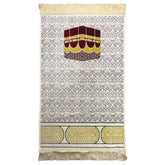 Islamic Prayer Rug/Janamaz – Soft Velvet Prayer Mat with Traditional & Kaaba Designs, Lightweight, Comfortable, Made in Turkey (70 x 110 cm) (Navy Blue-Kabah)