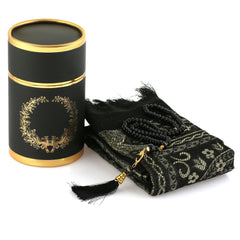 Box Prayer Rug Gift Set – Sajadah Janamaz with Elegant Cylinder Gift Box