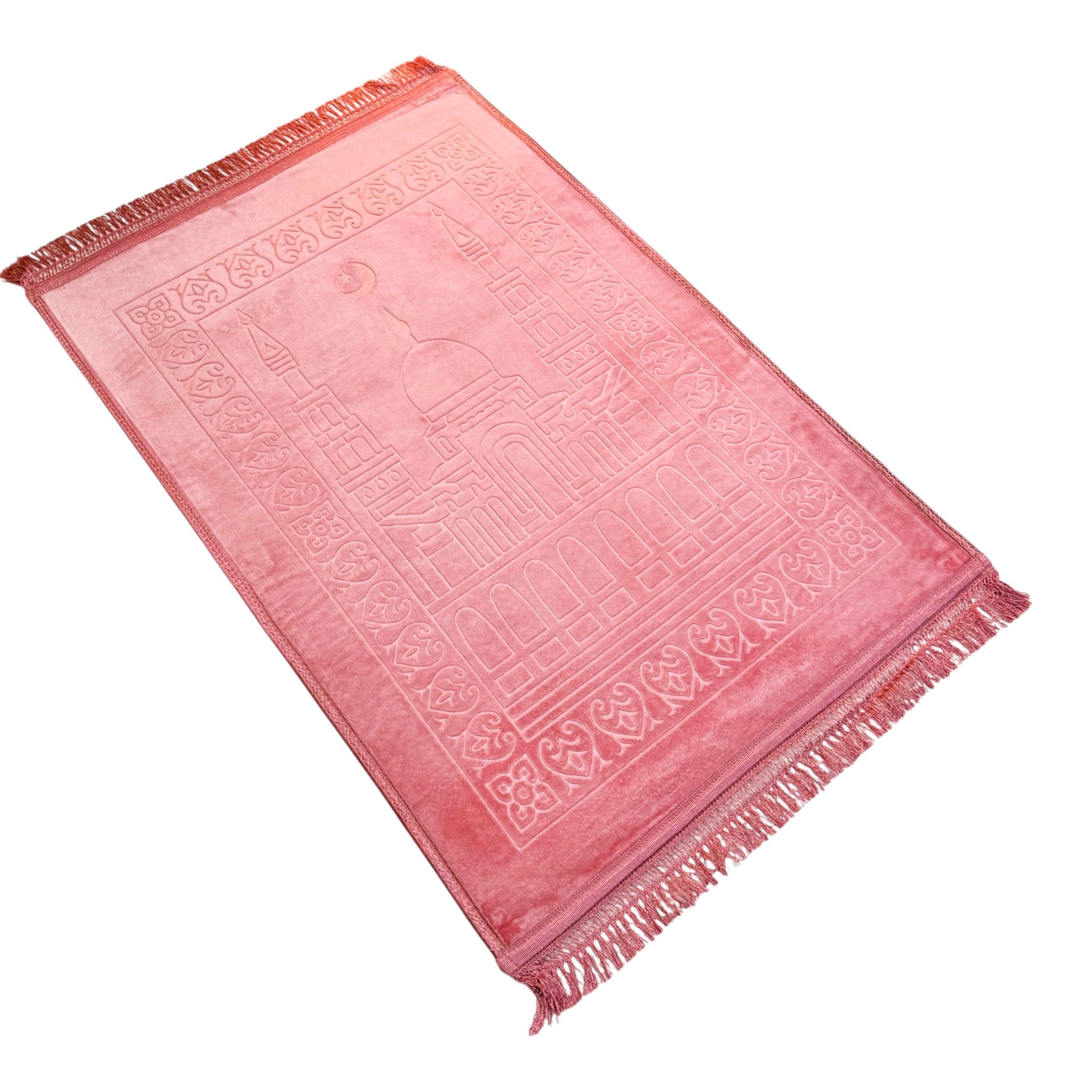Prayer Mat Embossed Anti-Slip Velvet Top Prayer Rug for Umrah Hajj Ramadan 80 x 120 cm
