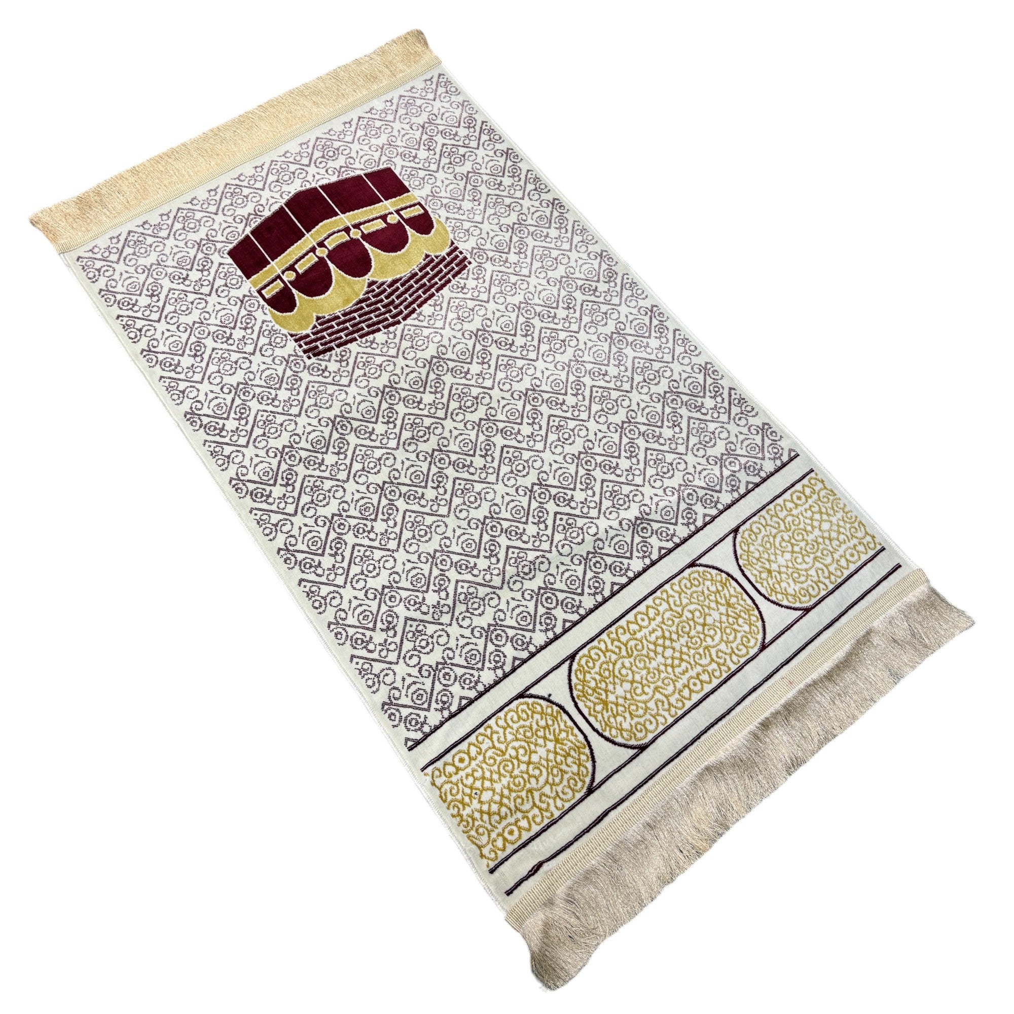 Islamic Prayer Rug/Janamaz – Soft Velvet Prayer Mat with Traditional & Kaaba Designs, Lightweight, Comfortable, Made in Turkey (70 x 110 cm) (Navy Blue-Kabah)