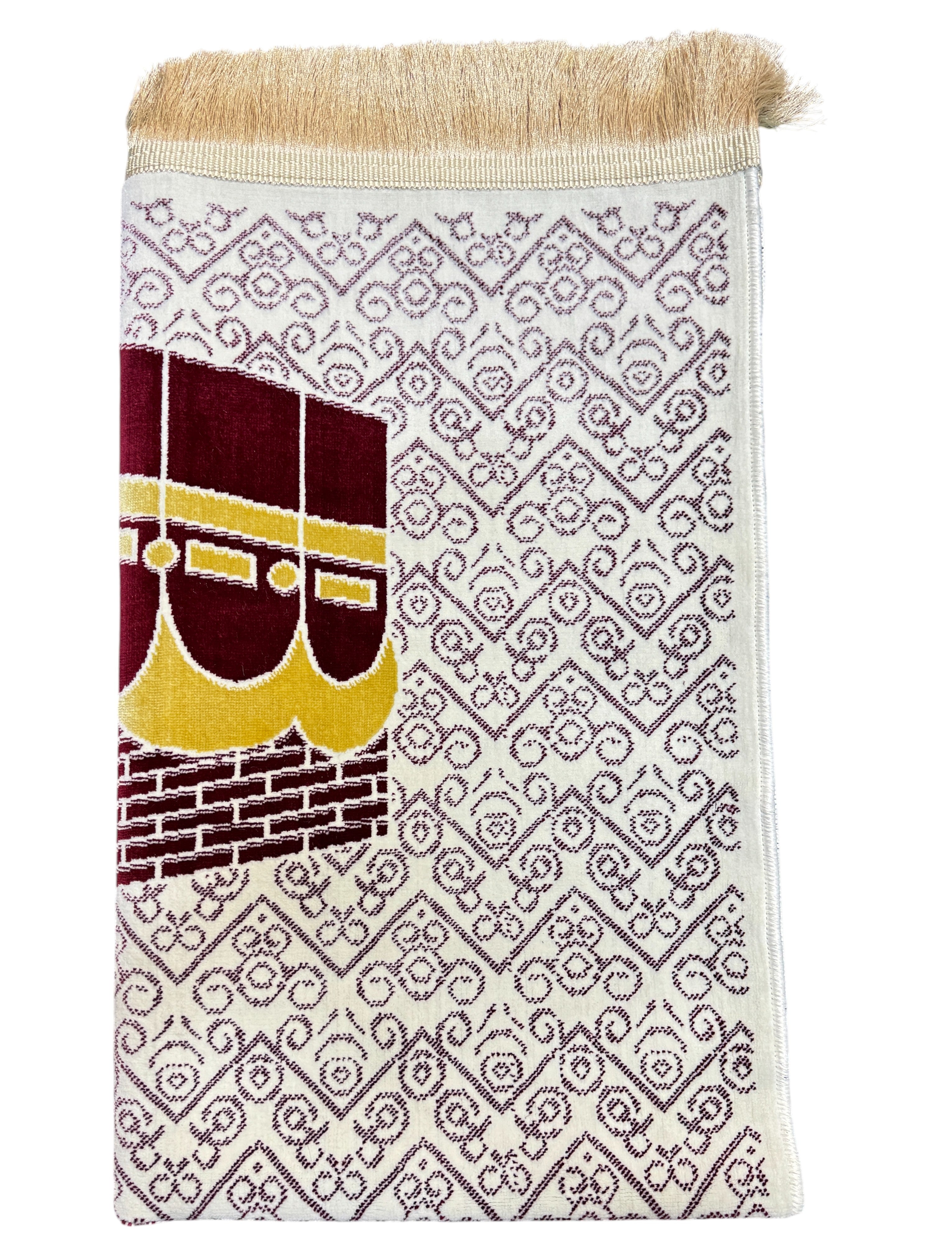 Islamic Prayer Rug/Janamaz – Soft Velvet Prayer Mat with Traditional & Kaaba Designs, Lightweight, Comfortable, Made in Turkey (70 x 110 cm) (Navy Blue-Kabah)