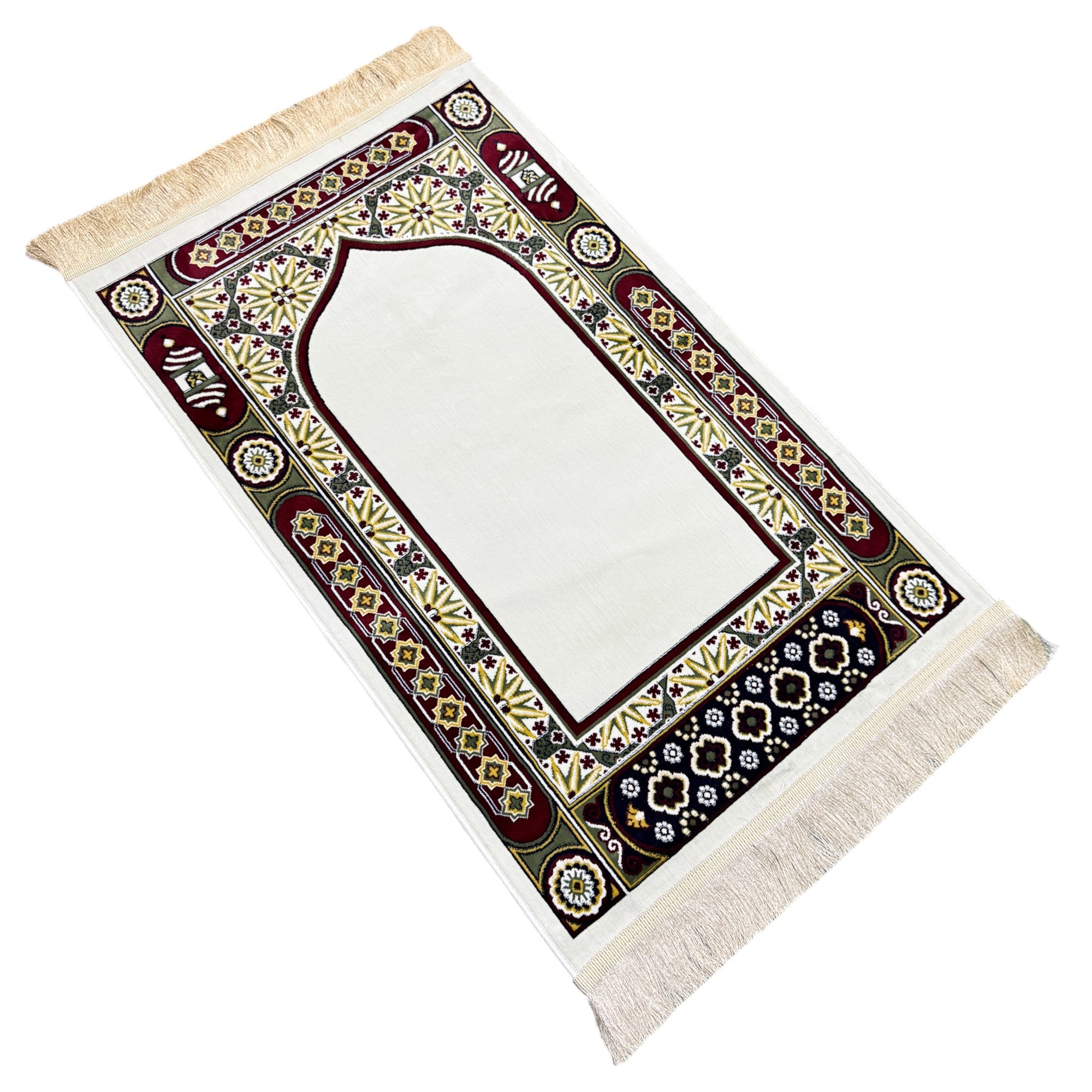 Islamic Prayer Rug/Janamaz – Soft Velvet Prayer Mat with Traditional & Kaaba Designs, Lightweight, Comfortable, Made in Turkey (70 x 110 cm) (Navy Blue-Kabah)