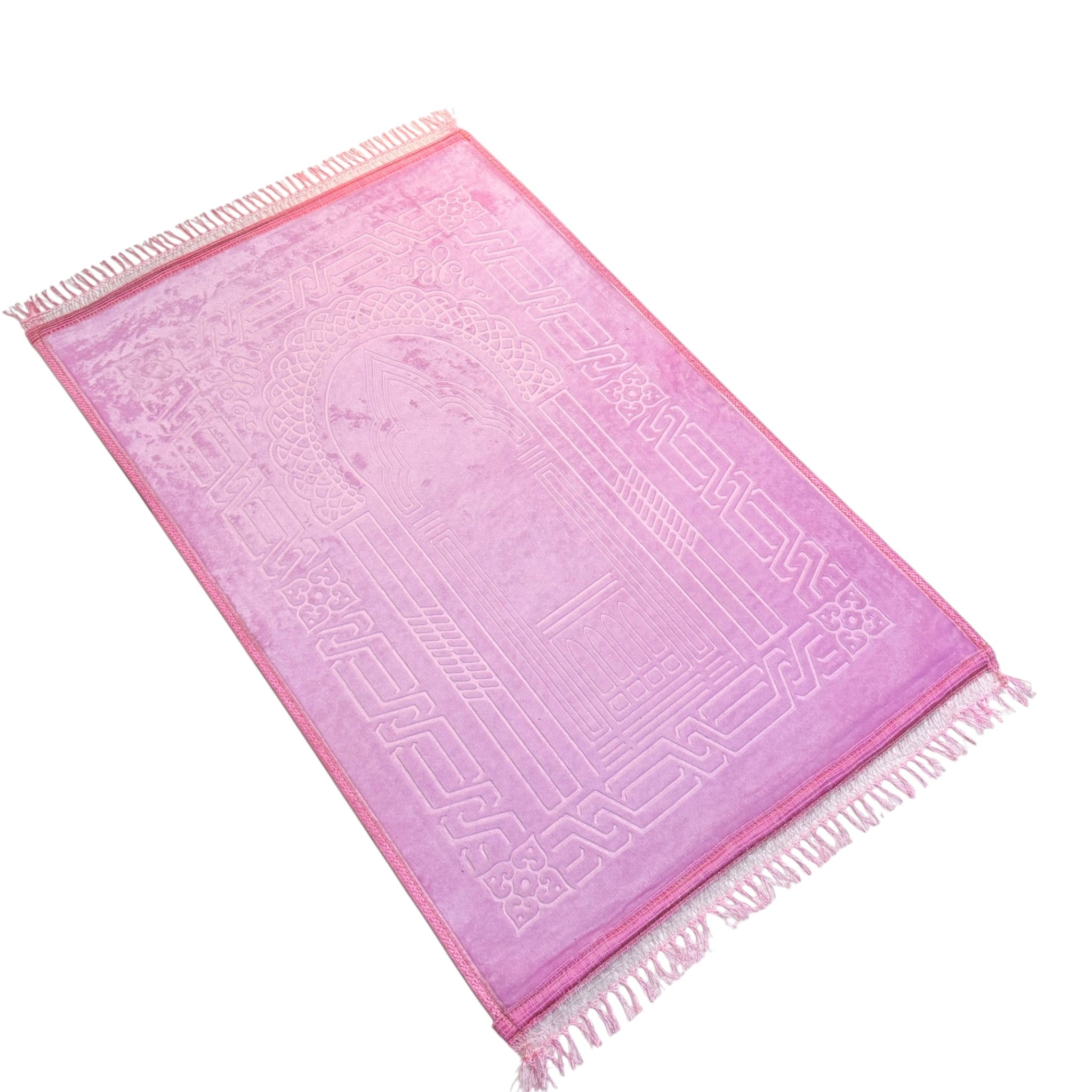 Prayer Mat Embossed Anti-Slip Velvet Top Prayer Rug for Umrah Hajj Ramadan 80 x 120 cm