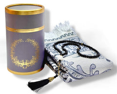 Box Prayer Rug Gift Set – Sajadah Janamaz with Elegant Cylinder Gift Box