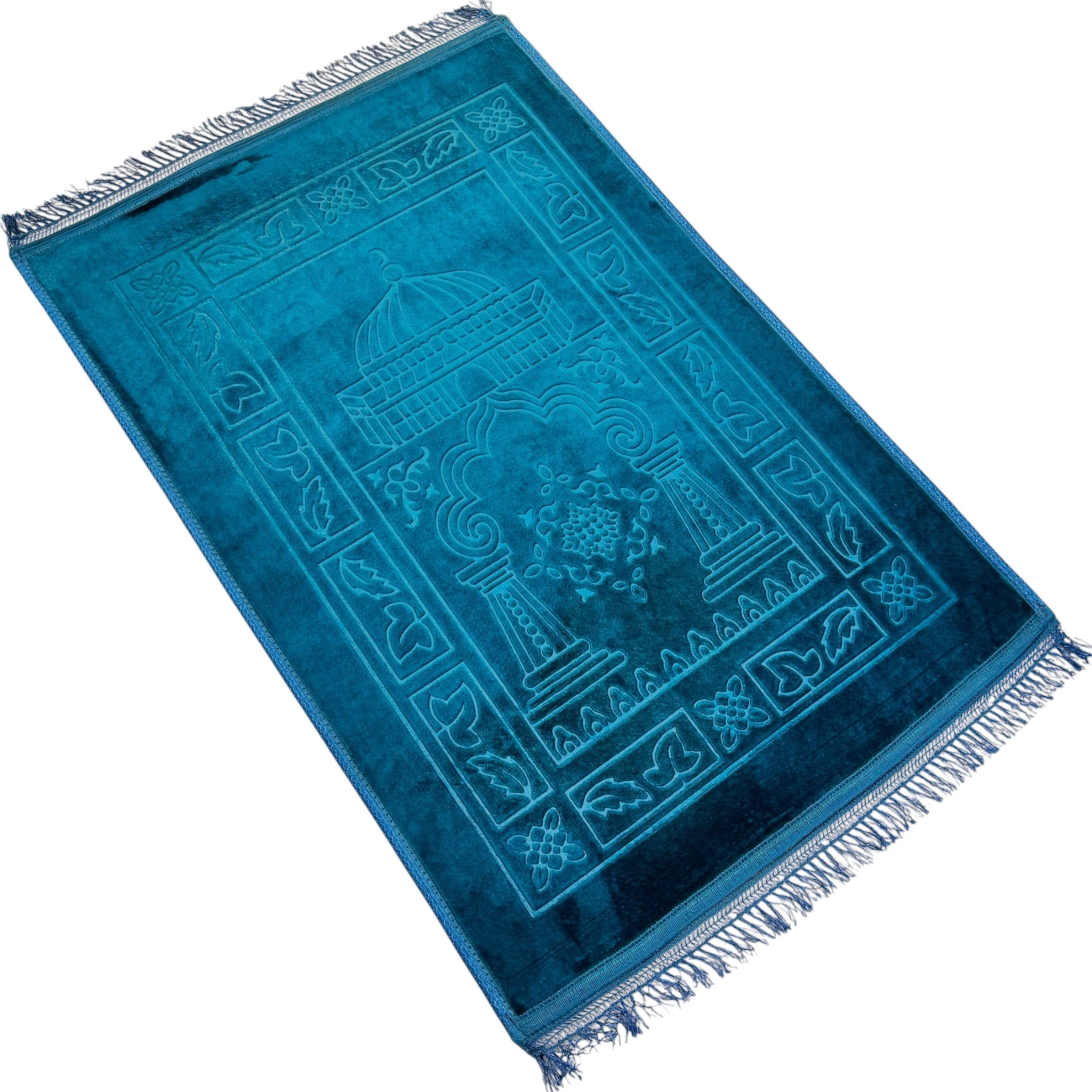 Prayer Mat Embossed Anti-Slip Velvet Top Prayer Rug for Umrah Hajj Ramadan 80 x 120 cm