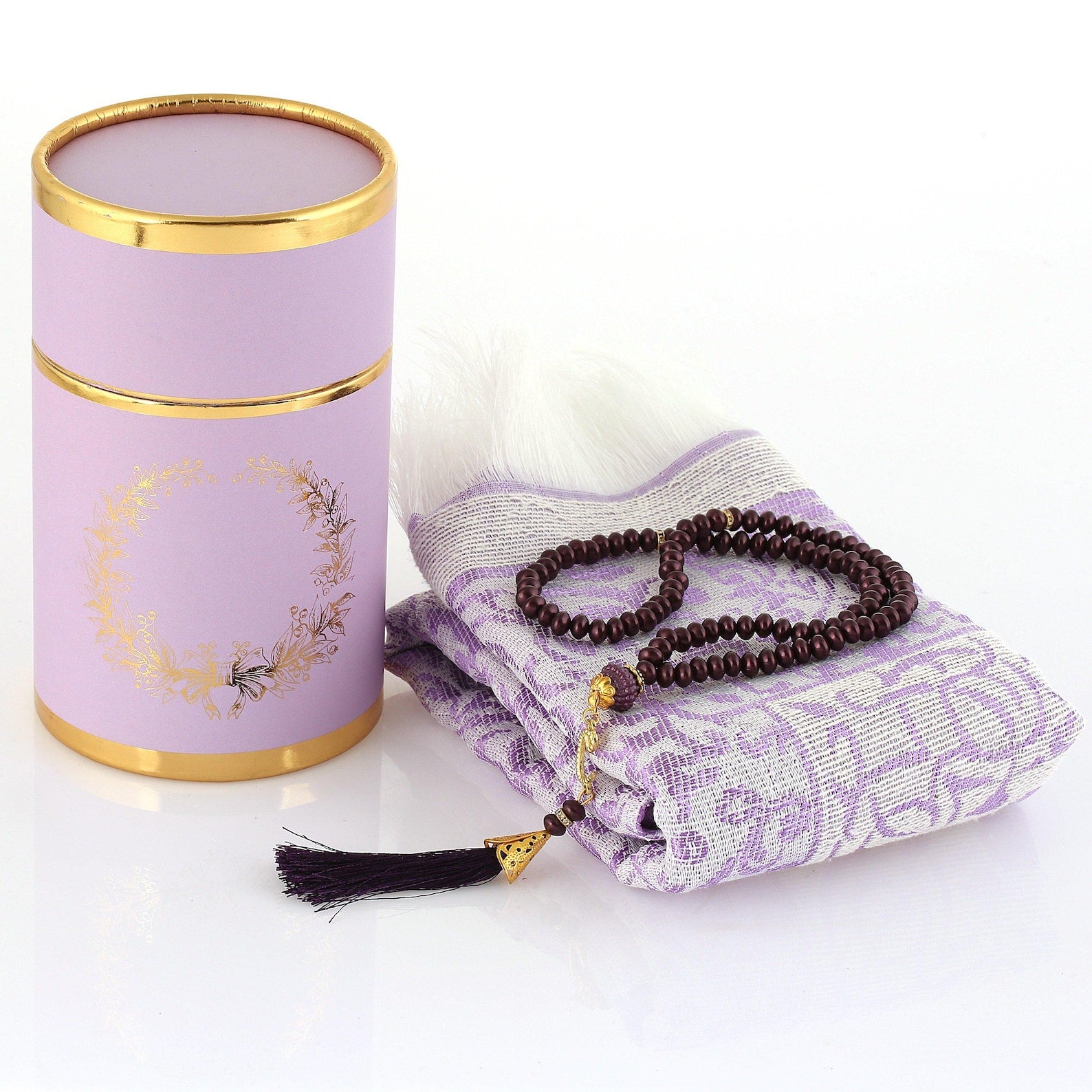 Box Prayer Rug Gift Set – Sajadah Janamaz with Elegant Cylinder Gift Box
