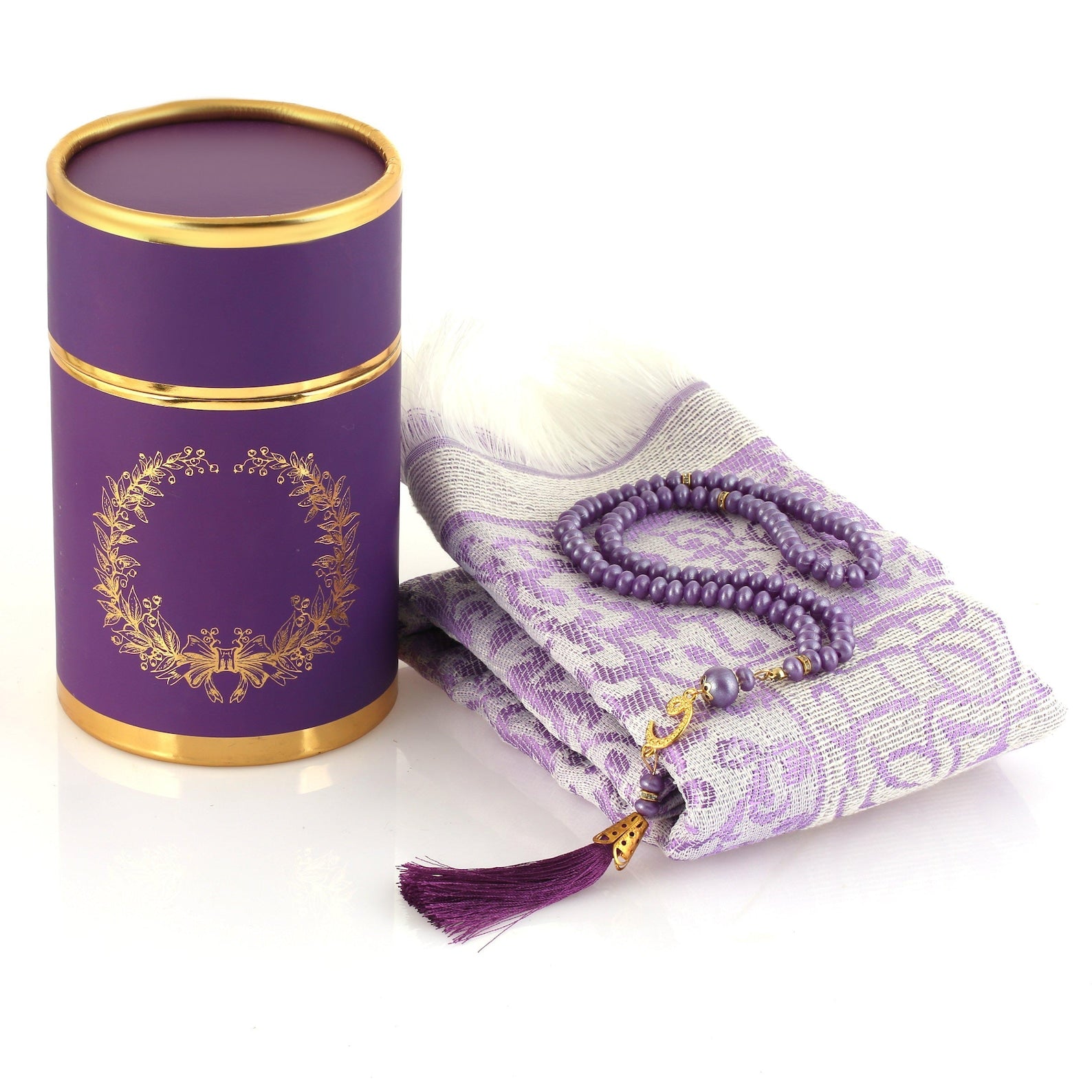 Box Prayer Rug Gift Set – Sajadah Janamaz with Elegant Cylinder Gift Box