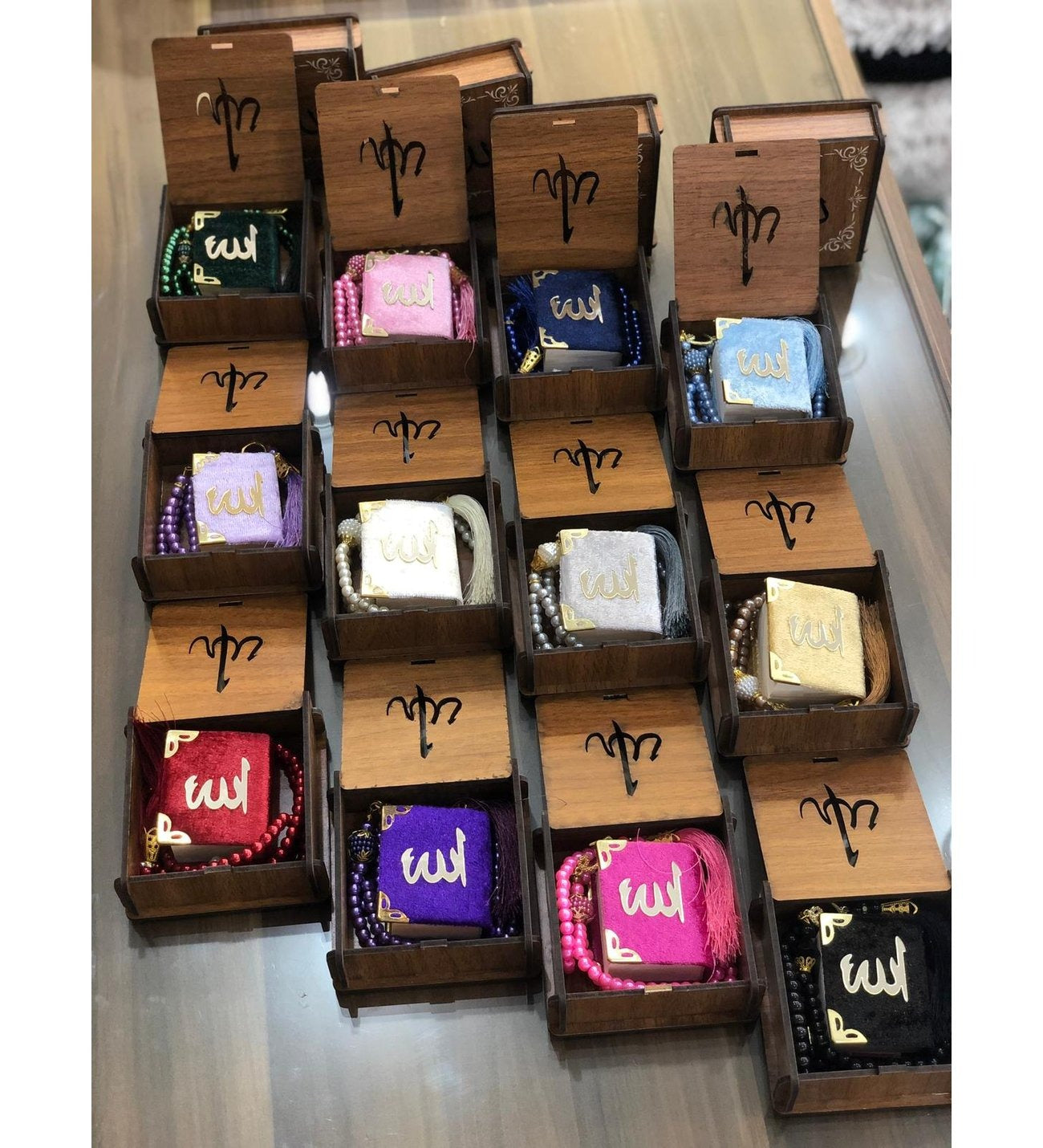 Islamic Prayer Beads Set with Decorative Wooden Box, 2-Piece Degital Tasbih with 99-Beads, Best for Wedding, hajj, umrah, Special days, هدية تسبيح فاخرة, مصحف,