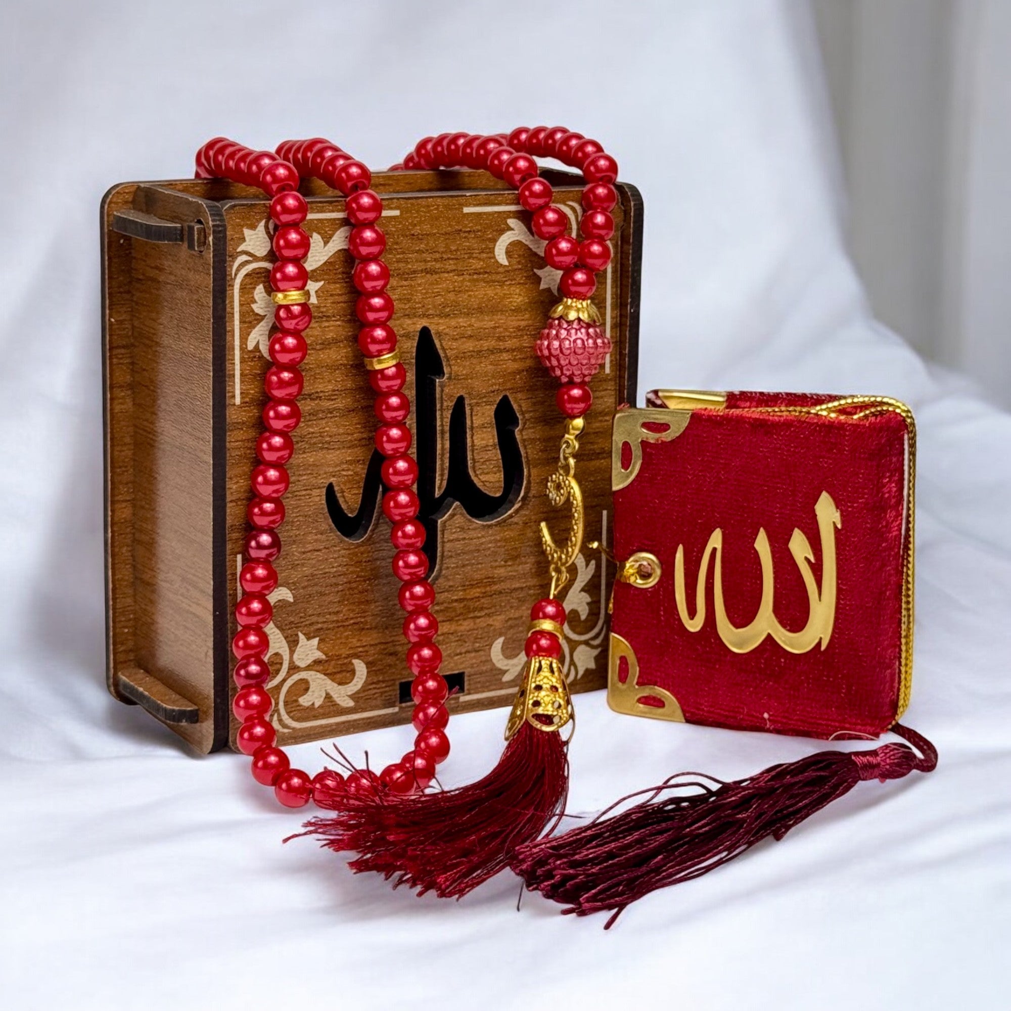 Islamic Prayer Beads Set with Decorative Wooden Box, 2-Piece Degital Tasbih with 99-Beads, Best for Wedding, hajj, umrah, Special days, هدية تسبيح فاخرة, مصحف,